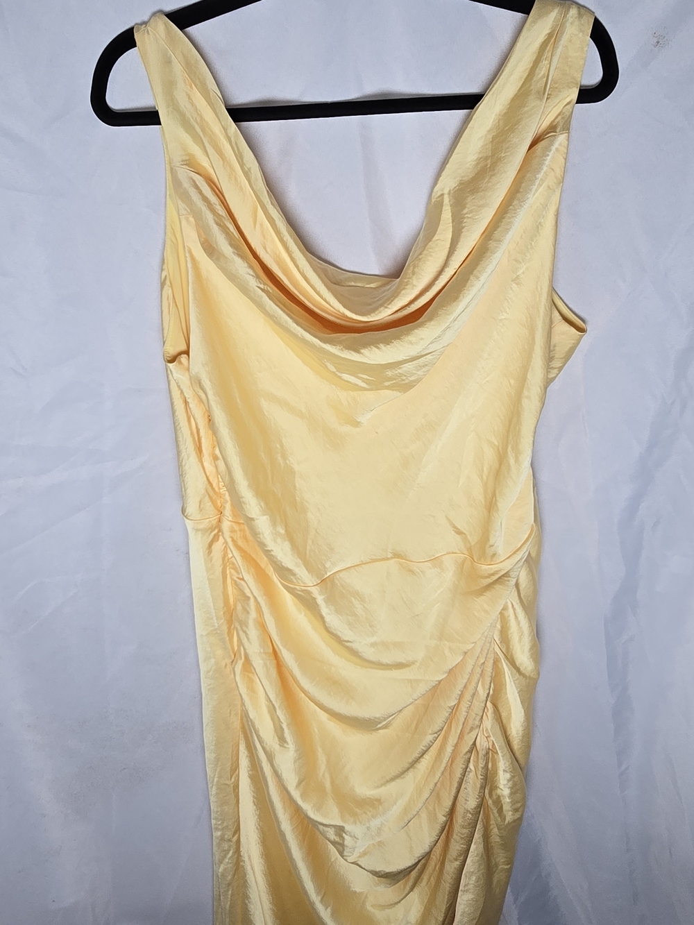 NWT Abercrombie & Fitch Yellow Cowl Neck Draped Sleeveless Dress, Sz XXLP